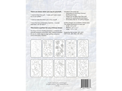 Amelie Scott Designs Edge To Edge Quilting on Your Embroidery Machine Book & Designs