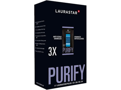 Laurastar Anti-Scale Granules Refills 3-pack in a dark blue box.