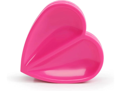 A pink heart-shaped magnetic pin cushion with a divided tray.