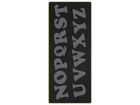 Two black cutting dies with uppercase alphabet letters N-Z in a carefree font.