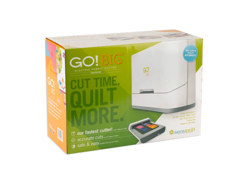 AccuQuilt GO! Big Electric Fabric Cutter Starter Set in its box.