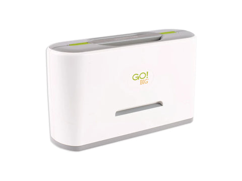 A white and gray electric fabric cutter with "GO! BIG" printed on the side.