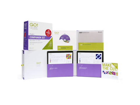 A collection of AccuQuilt Qube Companion Angles 10" quilting products.