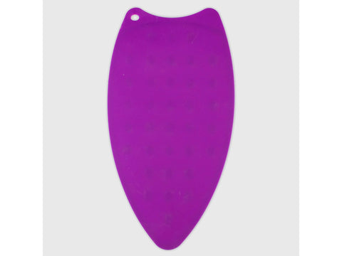 Purple silicone iron rest with a hanging hole.