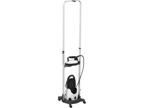 Laurastar steam cart with a white and black iron and steamer unit.