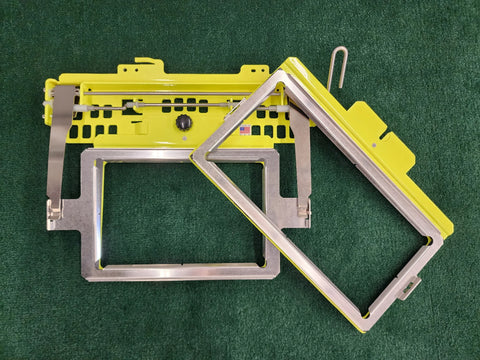 A yellow Hoop Tech Multi-Needle Chassis Set with two rectangular frames.
