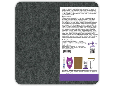 The Gypsy Quilter Wool Pressing Mat - 8.5" x 8.5"