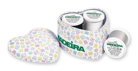 Madeira Heart Shaped Tin With 3 Spools of Thread