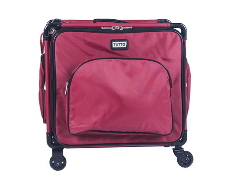 Red Tutto 17-inch serger trolley with wheels and a front pocket.