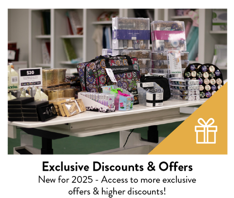 A table filled with various sewing and crafting supplies.