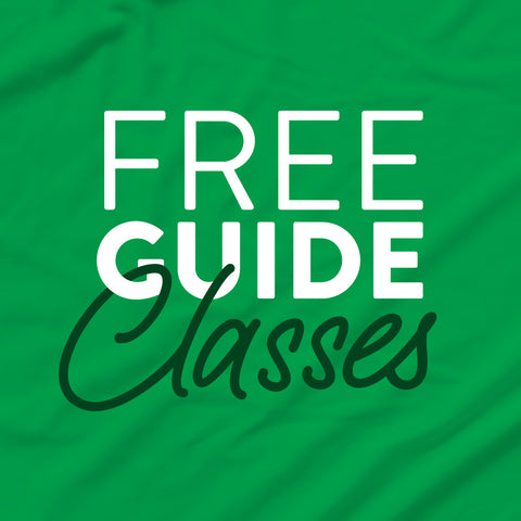 White text "FREE GUIDE Classes" on a green background.