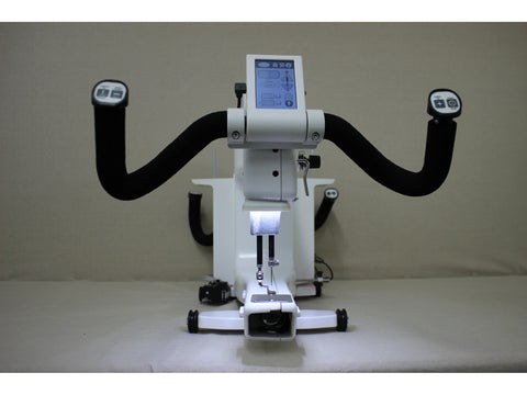 A white Baby Lock Coronet longarm quilting machine with a 5ft frame.