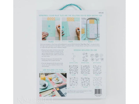 Kimberbell Clear Blue Tiles Essentials Set with instructions and design examples.