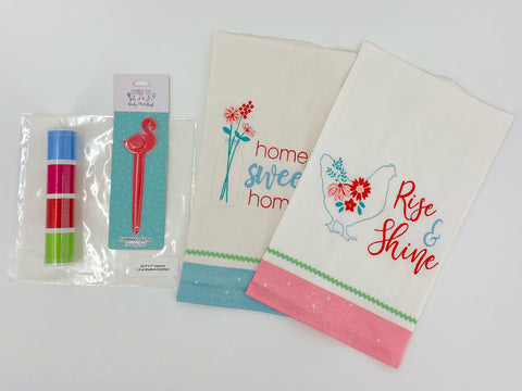 Baby Lock Exclusive Riley Blake Embroidered Tea Towel Project