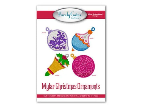 Purely Gates Mylar Christmas Ornaments CD with four embroidered ornament designs.