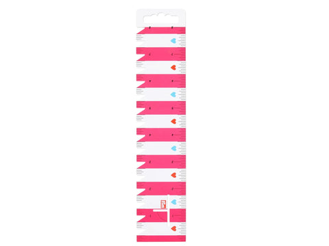 Pink Prym Love Ruler with heart accents and numbered markings.