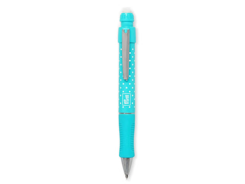 Turquoise Prym Love extra fine fabric pencil with white polka dots.