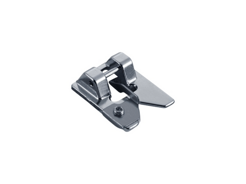 A silver Brother Fringe Foot with a screw on the base.