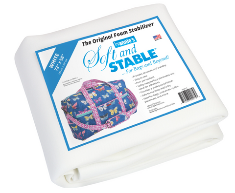 White ByAnnie's Soft and Stable foam stabilizer, 72 by 58 inches, with a blue label.