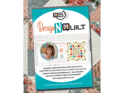 Quilters Select Design N Quilt Software box featuring a woman and quilt designs.