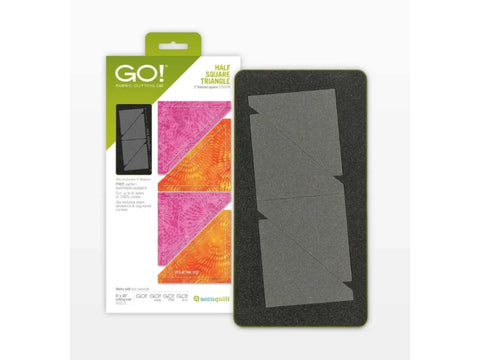 AccuQuilt GO! Half Square Triangle 3" Finished Square die and packaging.