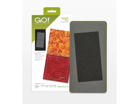 An AccuQuilt GO! Square fabric cutting die for 3-1/2 inch squares.
