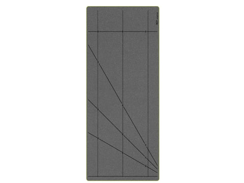 A gray AccuQuilt GO! Strip Cutter with diagonal and horizontal lines and numbers.