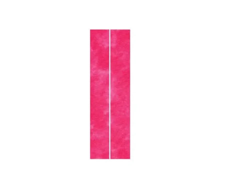 Two vertical pink fabric strips are shown on a white background.
