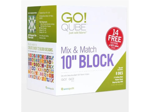 A white box for the AccuQuilt GO! Qube Mix & Match 10" Block set.