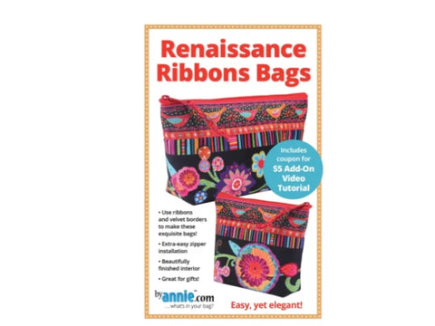 Two colorful fabric bags with floral and bird patterns are displayed on a white background.