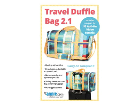 Travel Duffle Bag 2.1 in a colorful plaid pattern with yellow straps.