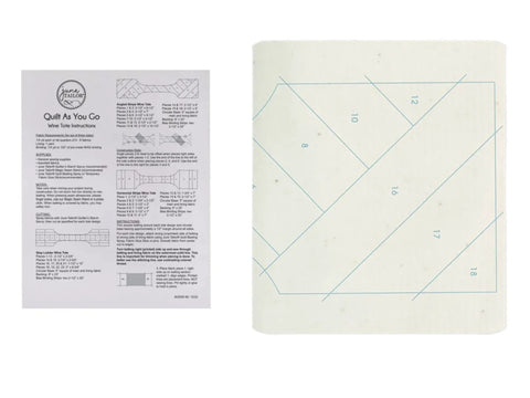 A June Tailor Quilt As You Go Wine Tote pattern and a numbered quilt block.