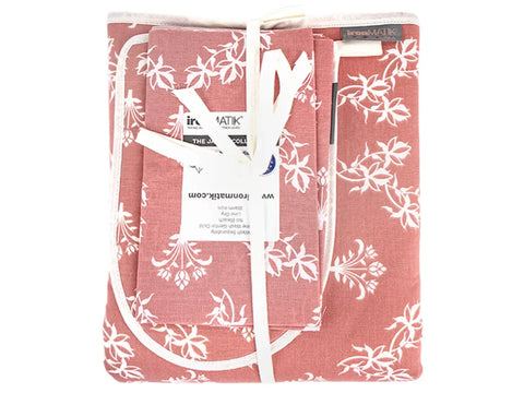 IronMatik Ultimate Ironing Mat & Steam Glove in Jaipur Pink with white floral pattern.