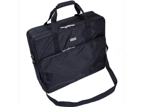 Black Tutto 26" embroidery project bag with top handles and a shoulder strap.