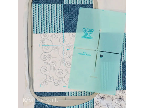 Kimberbell Clear Blue Tiles Expansion Set with a floral embroidery design.