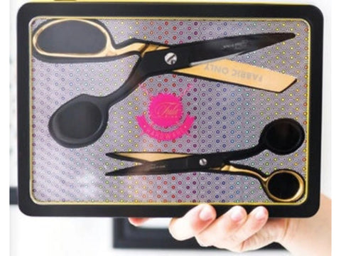 Tula Pink Black & Gold Scissor Tin