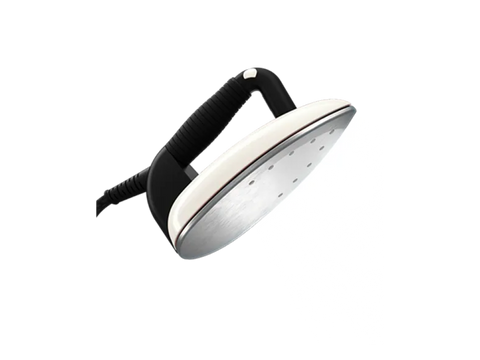 Laurastar Lift steam iron in pure white with a black handle.