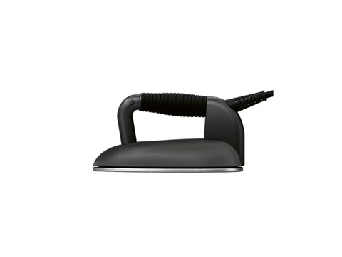 A dark gray Laurastar Lift Xtra steam iron with a black handle and cord.