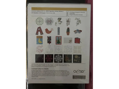 OESD Signature Library Volume 1 Embroidery Collection with 619 designs.