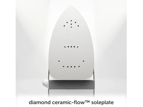 The soleplate of an iron with diamond ceramic-flow technology.