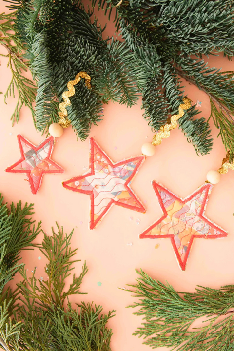 Fabric Scrap Star Ornaments