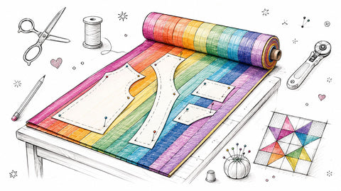 Rainbow Stripe Fabric Guide for Sewing and Quilting Projects