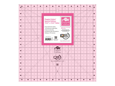 Quilters Select Non Slip Quilting Ruler - 12.5" x 12.5" Poppie Cotton