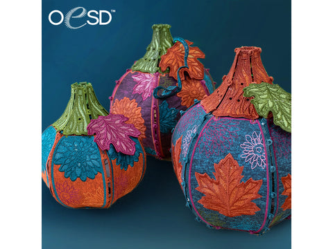 OESD Freestanding Fall Floral Pumpkins Machine Embroidery CD