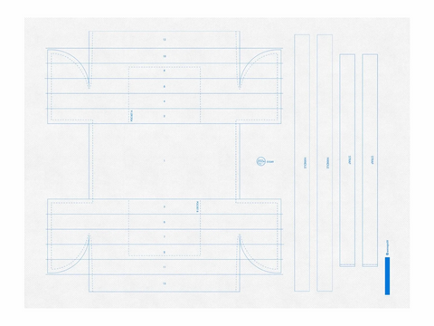 A sewing pattern for a weekender bag with pockets, handles, and straps.
