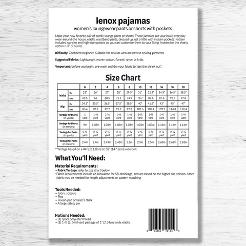 Studio M Lenox Pajamas Pattern