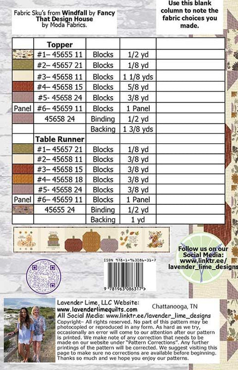 A Thankful Table by Lavender Lime Quilt Pattern