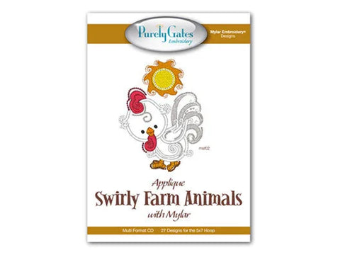 Purely Gates Applique Swirly Farm Animals with Mylar