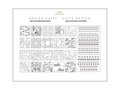 A white page displays two columns of black and white embroidery designs, each with 20 unique patterns.