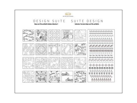 A white page displays two columns of black and white embroidery designs, each with 20 unique patterns.